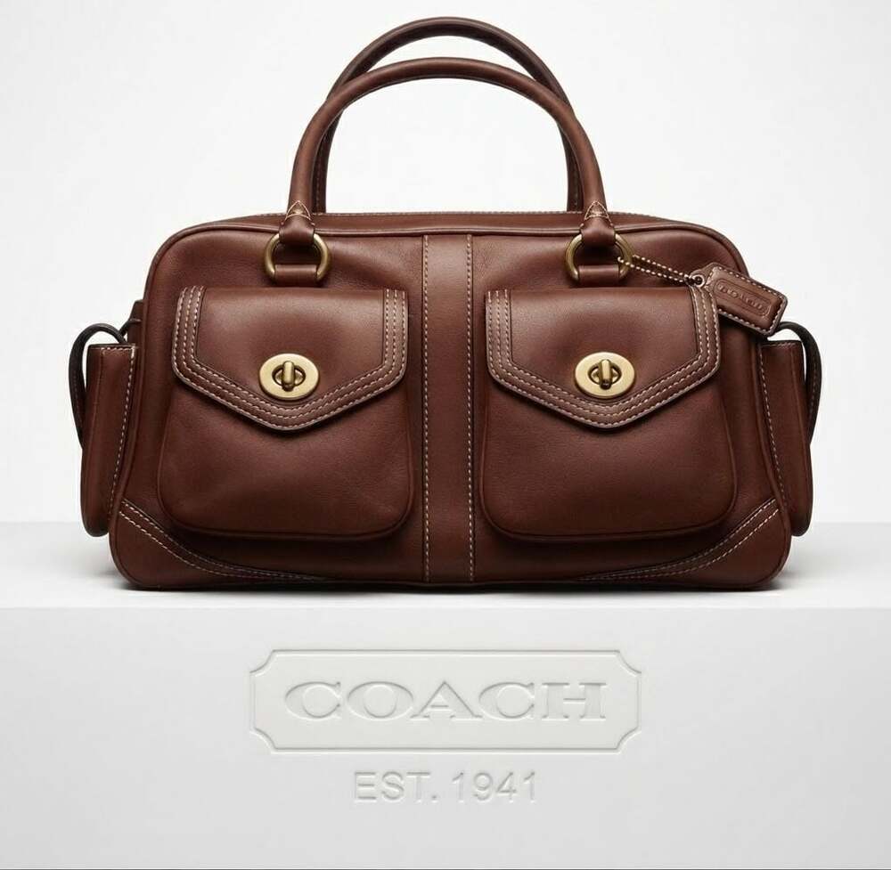 Coach Vintage Legacy Leather Turnlock Satchel Bag Brown